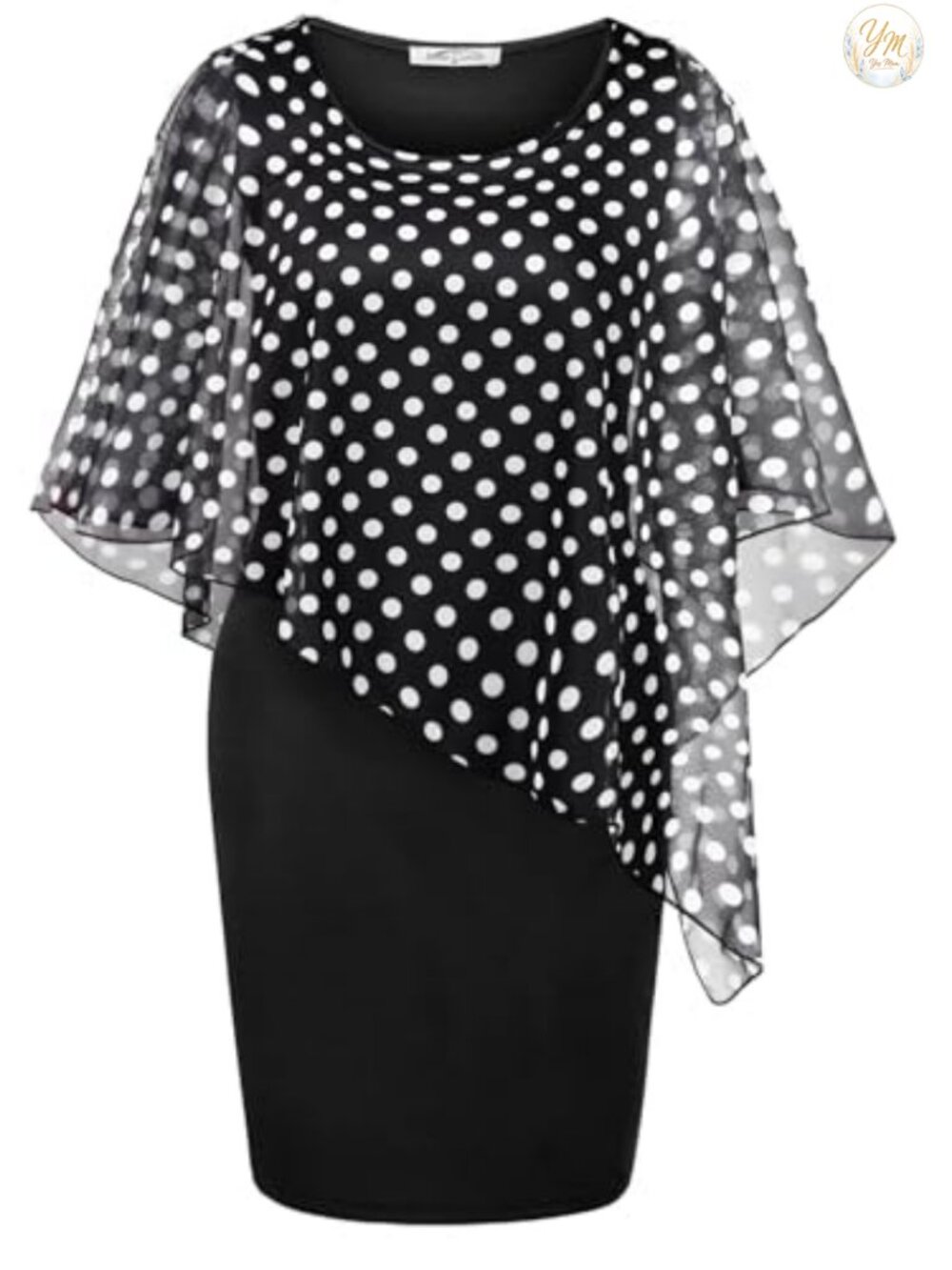 Womens Mesh Cape Overlay Bodycon Pencil Dress Wedding Guest Knee Length